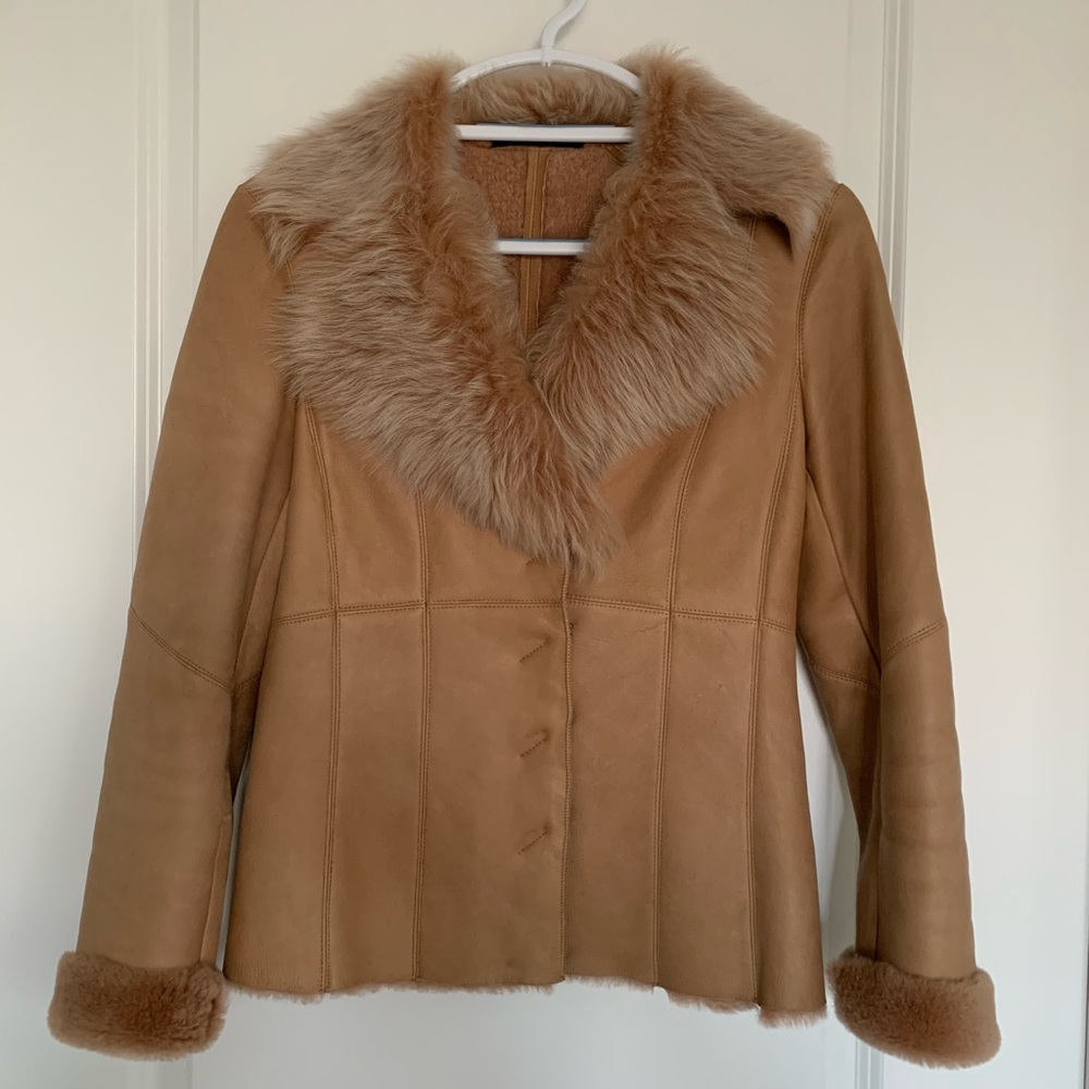 Elie Tahari Lamb Shearling Coat Jacket XS/P